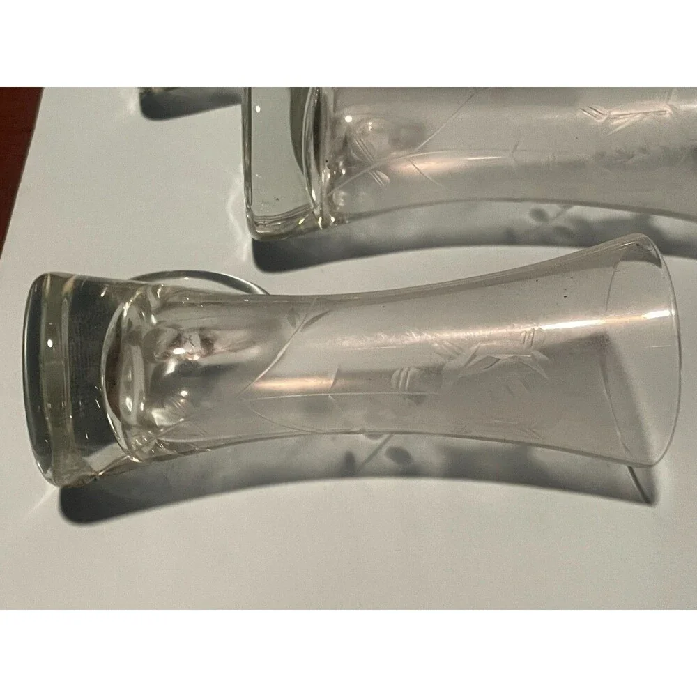 Set of 4 Vtg Mundgeblasen Kristallglas Etched Cordial Shot Glasses w/ Handles 4.